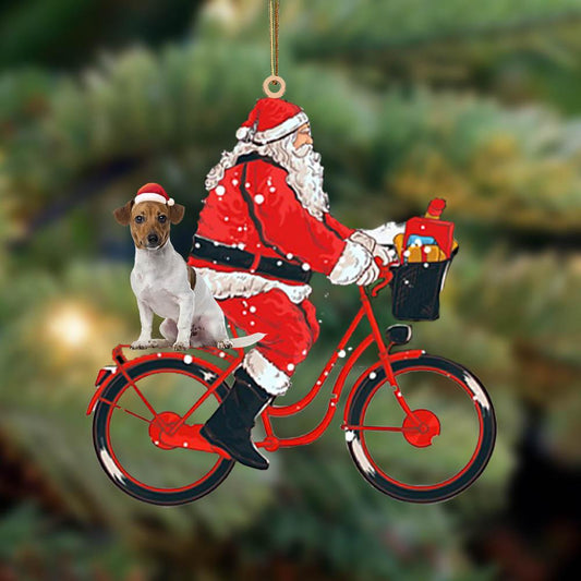 Santa Claus Riding A Bike With Jack Russell Terrier (8)-Two Sided Ornament, Christmas Gift,Christmas Decoration