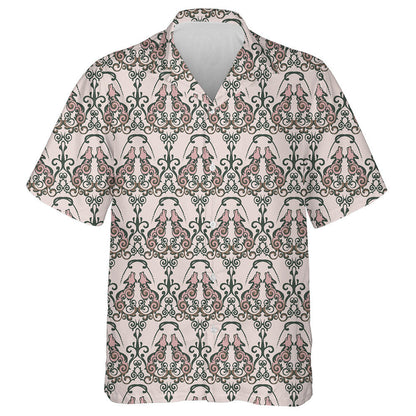 Hand Drawn Wolf In Victorian Style Hawaiian Shirt, Hawaiian For Gift