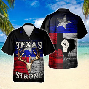 Texas Strong Skull Of Cow Design Hawaiian Shirt,Hawaiian Shirt Gift, Christmas Gift