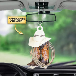 Personalized Vintage Cowboys & Cowgirls Hats And Boots Car Hanging Ornament, Christmas Decoration