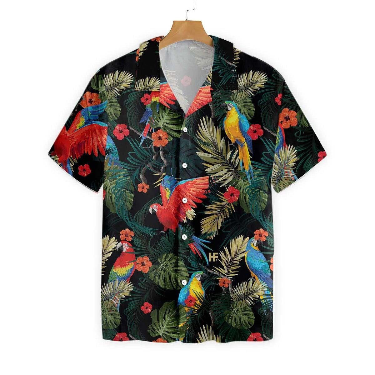 Summer Is Calling Parrots Dark Tropical Pattern Hawaiian Shirt_Summer Is Calling Parrots Dark Tropical Pattern Hawaiian Shirt, Hawaiian Shirt Gift, Christmas Gift