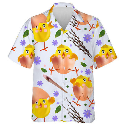 Chicken In Egg Shell With Flowers And Pussy willow Hawaiian Shirt, Hawaiian Shirt Gift, Christmas Gift