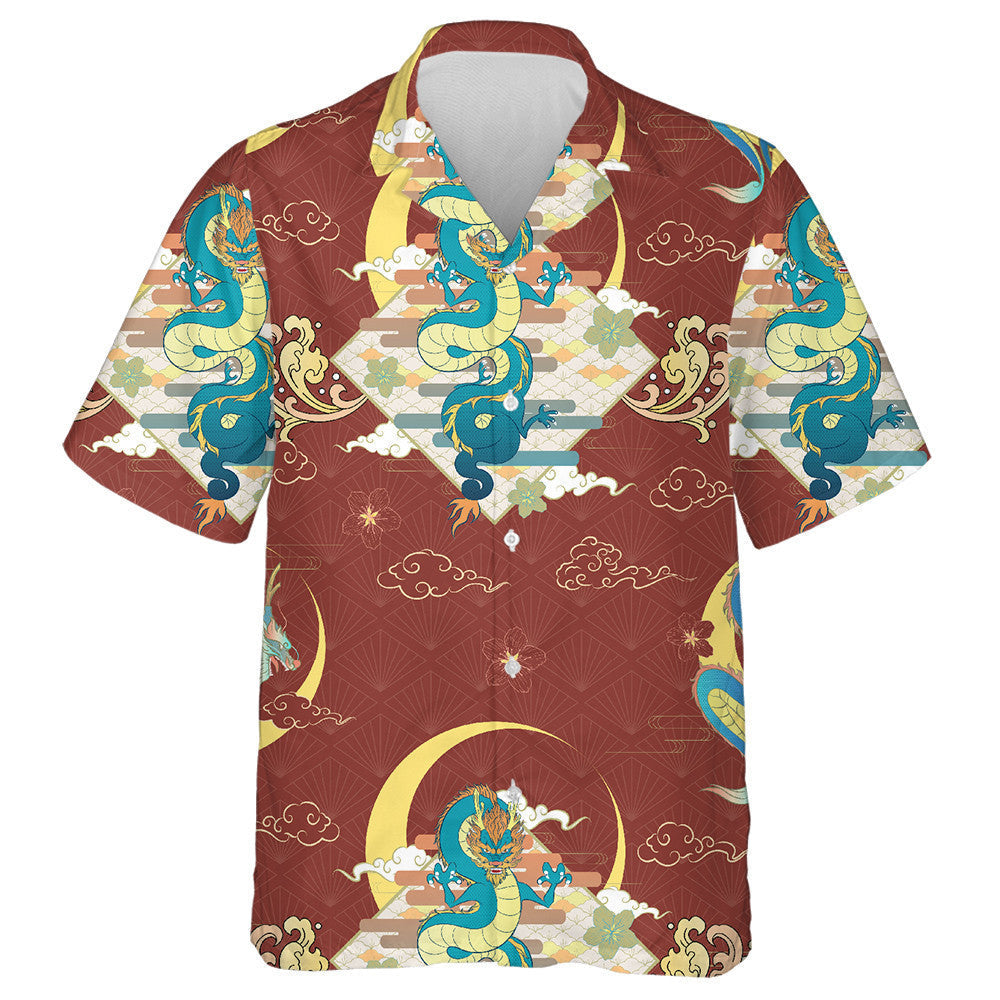 Colorful Theme With Flying Dragon With Crescent Moon Hawaiian Shirt, Hawaiian Shirt Gift, Christmas Gift