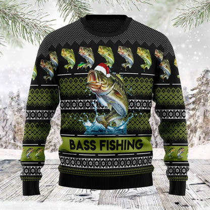 Bass Fishing unisex womens & mens, couples matching, friends, fishing lover, funny family ugly christmas holiday sweater gifts