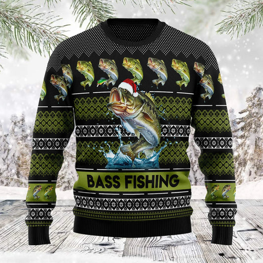 Bass Fishing unisex womens & mens, couples matching, friends, fishing lover, funny family ugly christmas holiday sweater gifts