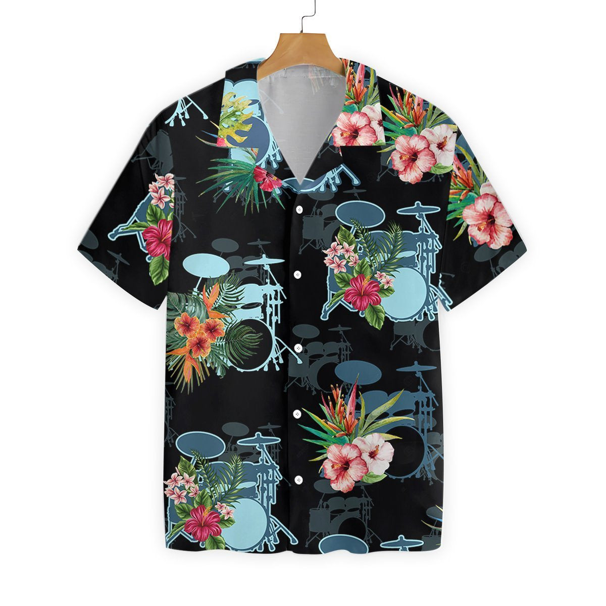 Musical Instrument Drums Pattern Hawaiian Shirt,,Hawaiian Shirt Gift, Christmas Gift
