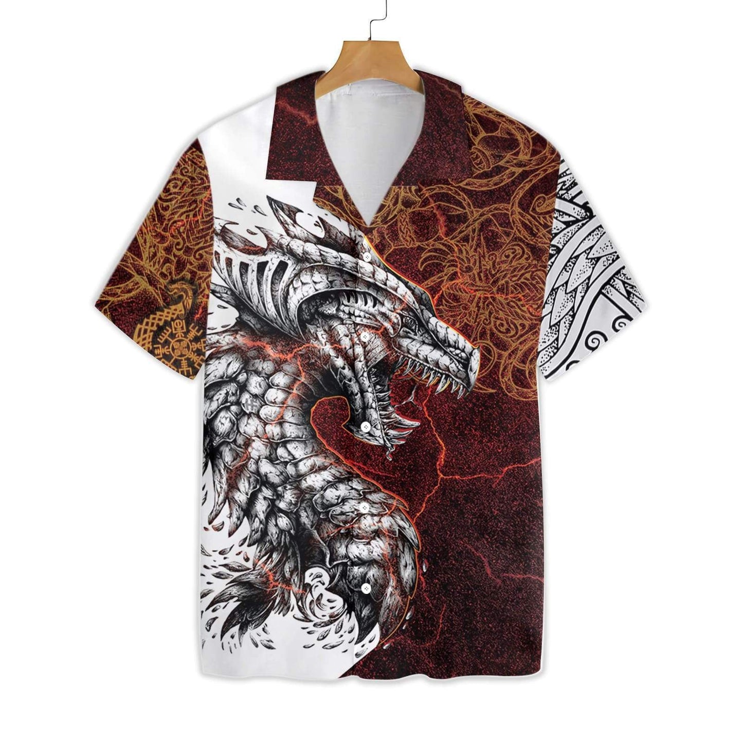 Tattoo Dragon Gold Pattern Design Hawaiian Shirt,Hawaiian Shirt Gift, Christmas Gift