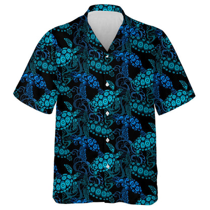 Blue Sea Turtle In Psychedelic With Ocean Waves Hawaiian Shirt, Hawaiian Shirt Gift, Christmas Gift