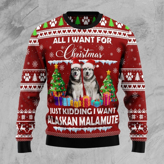Alaskan Malamute Is All I Want For Xmas Ugly Christmas Sweater, Christmas Ugly Sweater,Christmas Gift,Gift Christmas 2022