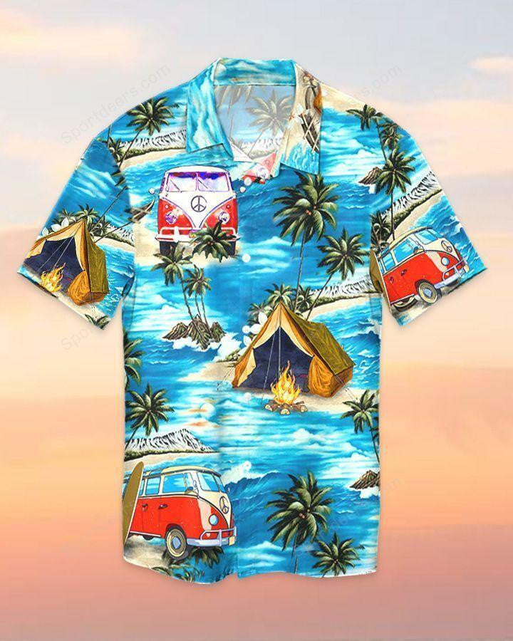 Camping Design Happy Moment At Beautiful Beach Hawaiian Shirt, Hawaiian Shirt Gift, Christmas Gift