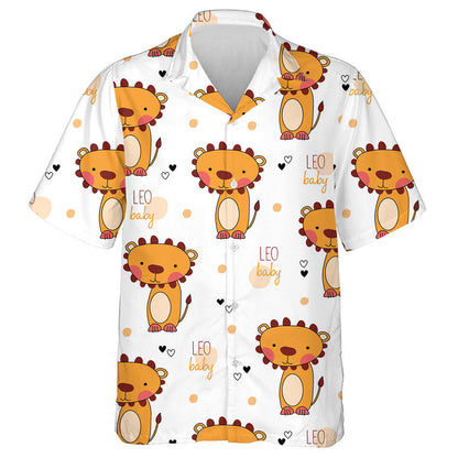 Sad Baby Lion With Small Heart And Polka Dot Hawaiian Shirt, Hawaiian Shirt Gift, Christmas Gift