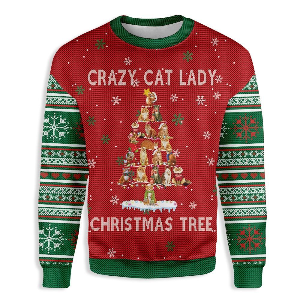 Crazy Cat Lady Christmas Tree Ugly Christmas Sweater, Christmas Ugly Sweater,Christmas Gift,Gift Christmas 2022