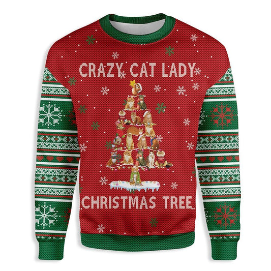 Crazy Cat Lady Christmas Tree Ugly Christmas Sweater, Christmas Ugly Sweater,Christmas Gift,Gift Christmas 2022