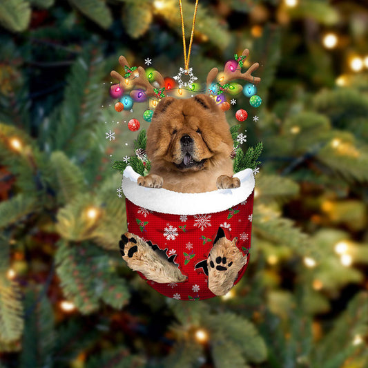 Chow Chow 1 In Snow Pocket Christmas Ornament Flat Acrylic Dog Ornament,Christmas Shape Ornament, Happy Christmas Ornament, Christmas Gift, Christmas Decoration