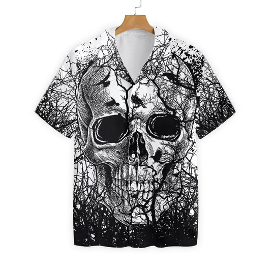 Skull Crow In Jungle Pattern Hawaiian Shirt, Hawaiian Shirt Gift, Christmas Gift