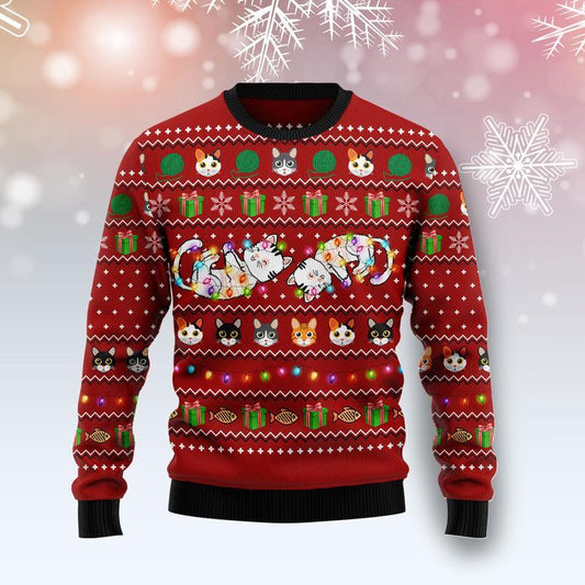 Cat Light Ugly Christmas Sweater, Christmas Ugly Sweater,Christmas Gift,Gift Christmas 2022
