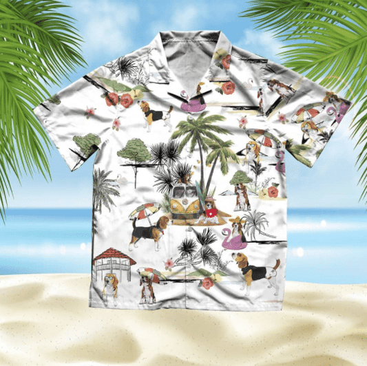 Beagle Beach Style Pretty Ornamental Hawaiian Shirt, Hawaiian For Gift