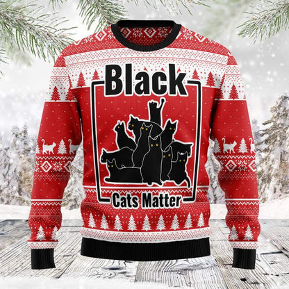 Black Cat Matter Ugly Christmas Sweater, Christmas Ugly Sweater,Christmas Gift,Gift Christmas 2022