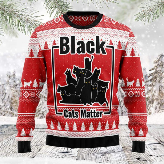 Black Cat Matter Ugly Christmas Sweater, Christmas Ugly Sweater,Christmas Gift,Gift Christmas 2022