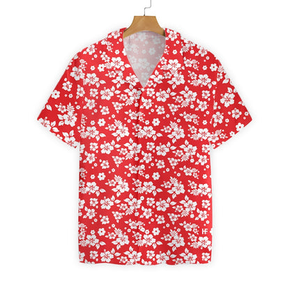 Flower On Red Background Design Hawaiian Shirt,Hawaiian Shirt Gift, Christmas Gift
