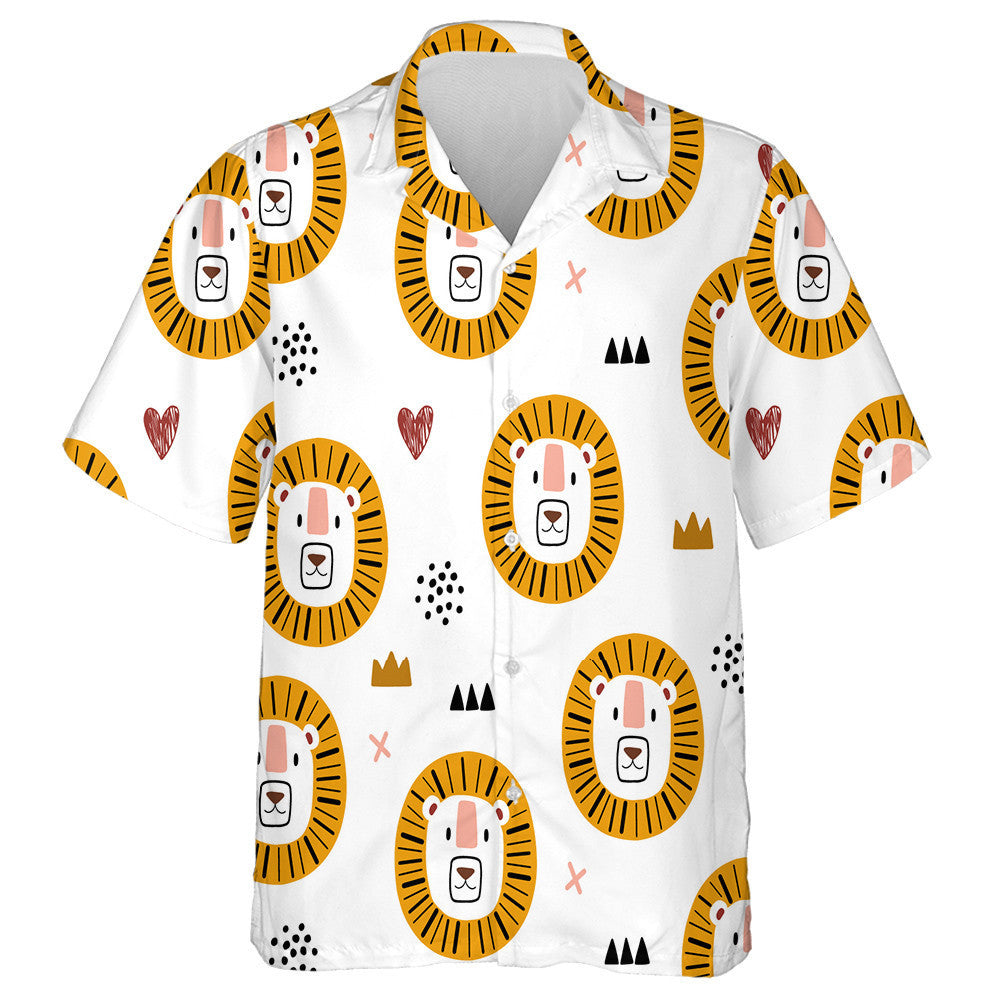 Cute Baby Lion With Small Heart And Crown Hawaiian Shirt, Hawaiian Shirt Gift, Christmas Gift
