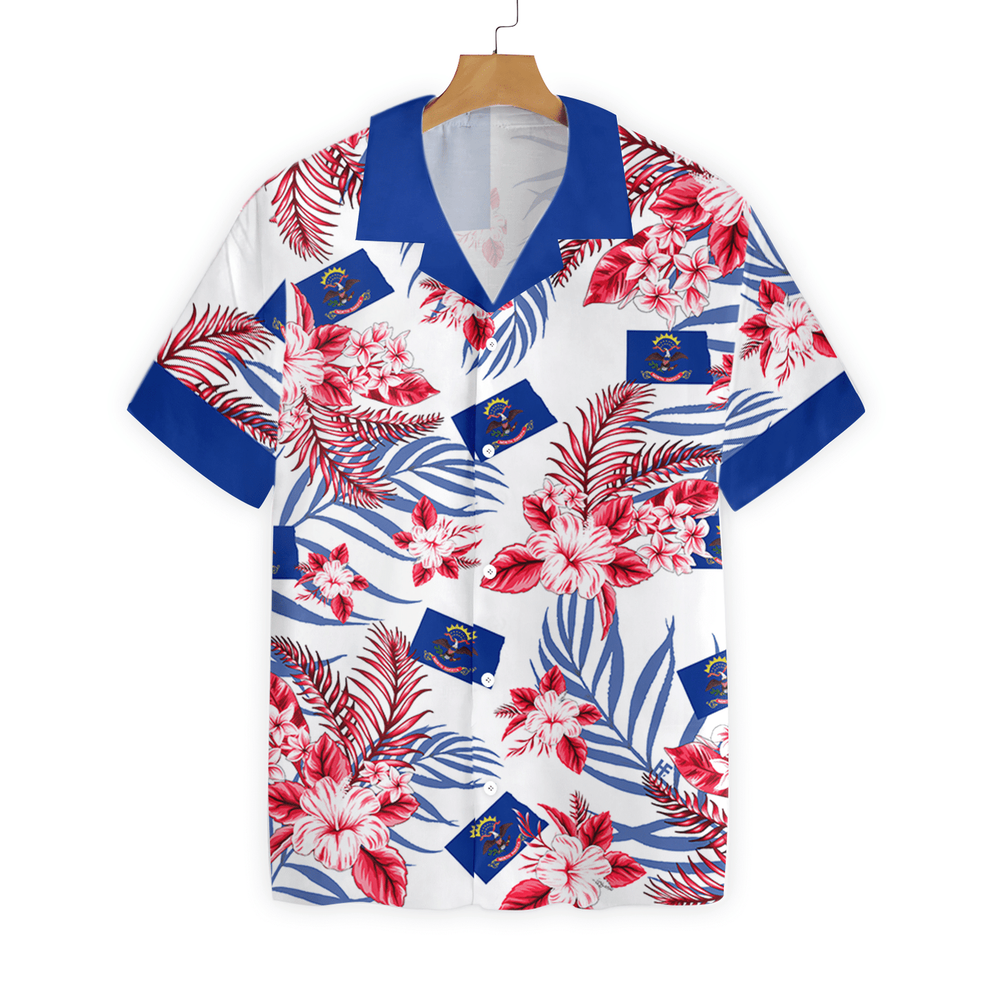 North Dakota Proud On White Background Pattern Hawaiian Shirt, Hawaiian Shirt Gift, Christmas Gift