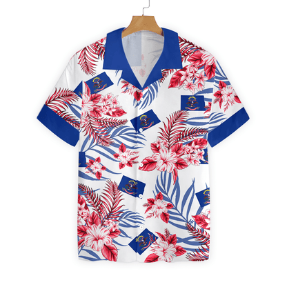 North Dakota Proud On White Background Pattern Hawaiian Shirt, Hawaiian Shirt Gift, Christmas Gift
