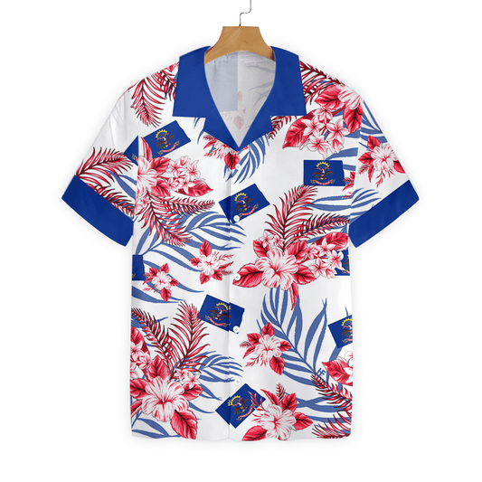 North Dakota Proud On White Background Pattern Hawaiian Shirt, Hawaiian Shirt Gift, Christmas Gift