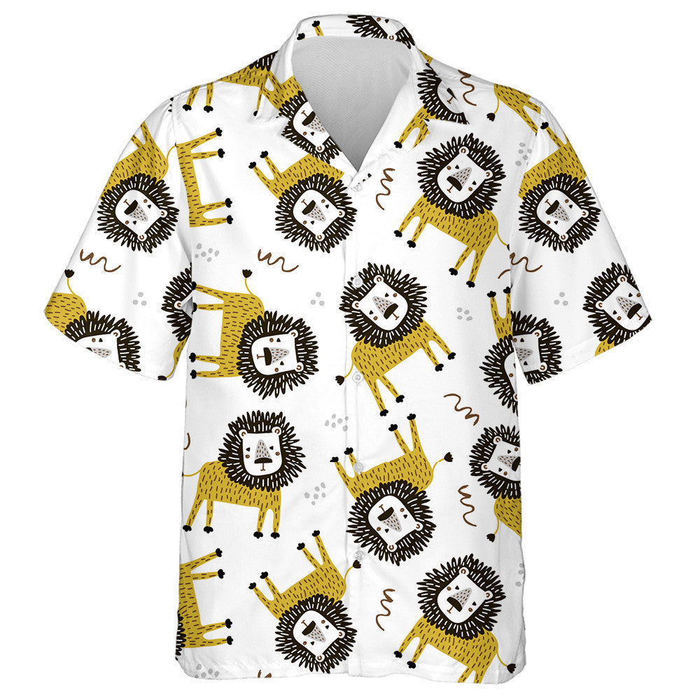 Funny Lion On White Background Hawaiian Shirt,Hawaiian Shirt Gift, Christmas Gift