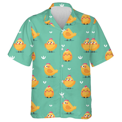 Little Chicken In Variety Emotios With White Grass Hawaiian Shirt, Hawaiian Shirt Gift, Christmas Gift