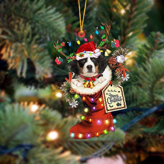 Bernese Mountain Dog-Xmas Boot-Two Sided Christmas Plastic Hanging Ornament, Christmas Ornament Gift, Christmas Gift, Christmas Decoration