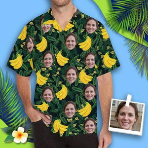 Custom Face Banana Green Men's All Over Print Hawaiian Shirt, Hawaiian Shirt Gift, Christmas Gift