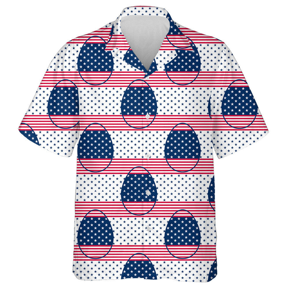 Easter Eggs Decorated With USA Flag Colours And Symbols Hawaiian Shirt, Hawaiian Shirt Gift, Christmas Gift