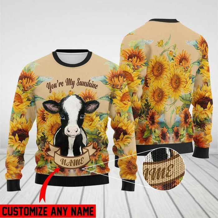 Personalized Cute Cow - You're My Sunshine Ugly Christmas Sweater, Christmas Ugly Sweater,Christmas Gift,Gift Christmas 2022