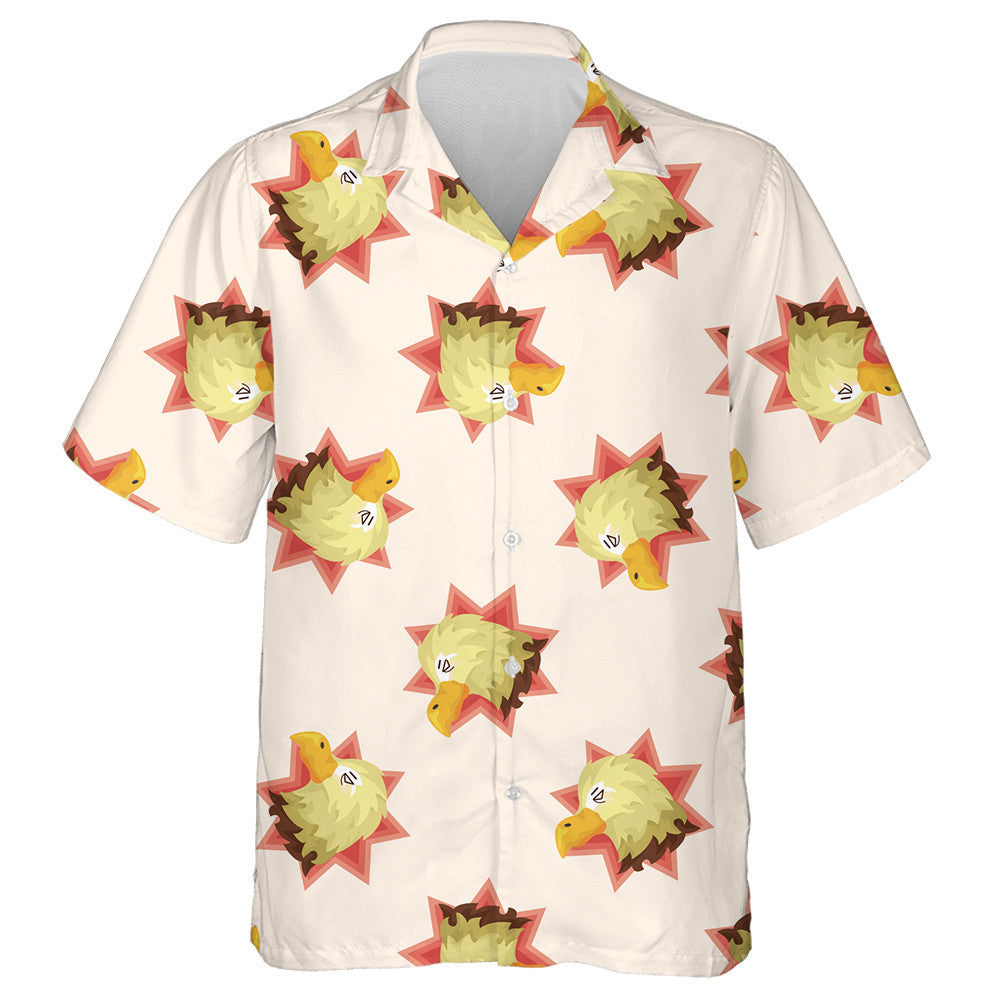 Fuuny Cartoon Eagle Head On Light Pink Background Hawaiian Shirt, Hawaiian Shirt Gift, Christmas Gift