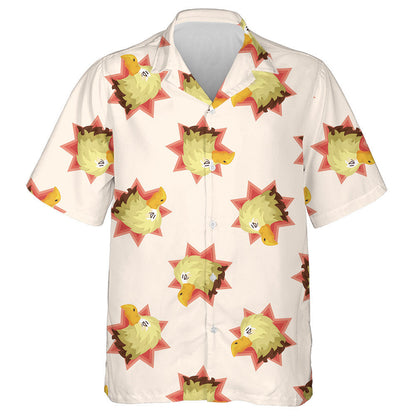 Fuuny Cartoon Eagle Head On Light Pink Background Hawaiian Shirt, Hawaiian Shirt Gift, Christmas Gift