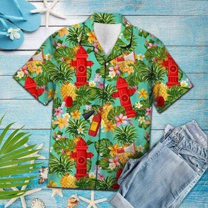 Firefighter Pineapple Tropical Hawaiian Aloha Shirts_ Hawaiian Shirt Gift, Christmas Gift