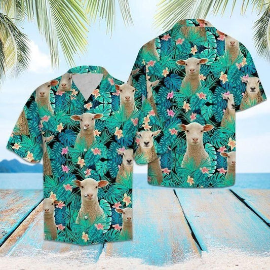 Sheep Tropical Hawaiian Shirt, Hawaiian Shirt Gift, Christmas Gift