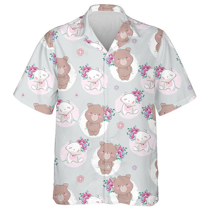 Happy Day For Little Bear And Cat Hawaiian Shirt, Hawaiian Shirt Gift, Christmas Gift