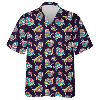 Cartoon Ornamental Turtles On The Dark Background Hawaiian Shirt, Hawaiian Shirt Gift, Christmas Gift