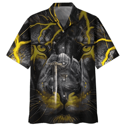 Face Of Lion Background Design Hawaiian Shirt,Hawaiian Shirt Gift, Christmas Gift