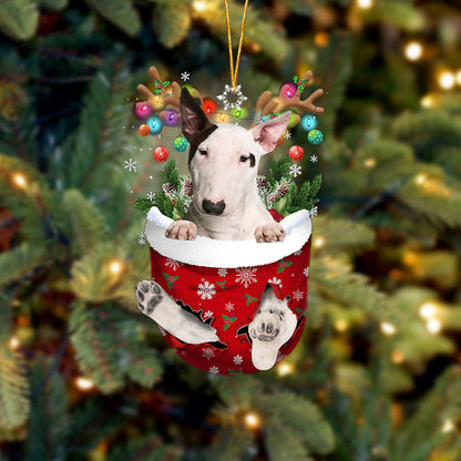 Bull Terrier 1 In Snow Pocket Christmas Ornament Flat Acrylic Dog Ornament, Christmas Shape Ornament, Happy Christmas Ornament, Happy Christmas Ornament, Christmas Gift, Christmas Decoration