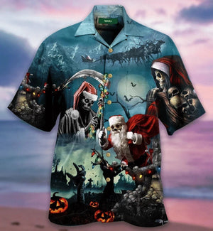 The Death Christmas Santa Claus Skull Hawaiian Shirt,Hawaiian Shirt Gift, Christmas Gift