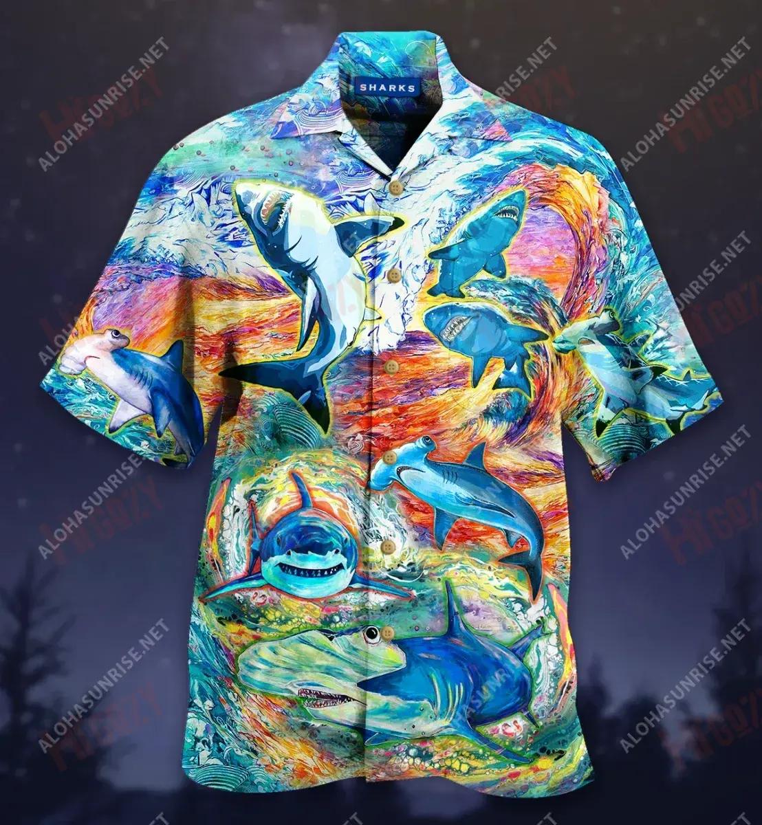 Sharks World Short Hawaiian Shirt Ocean Hawaiian T Shirts Custom Hawaiian Shirts Crazy Shirts Hawaii, Hawaiian Shirt Gift, Christmas Gift