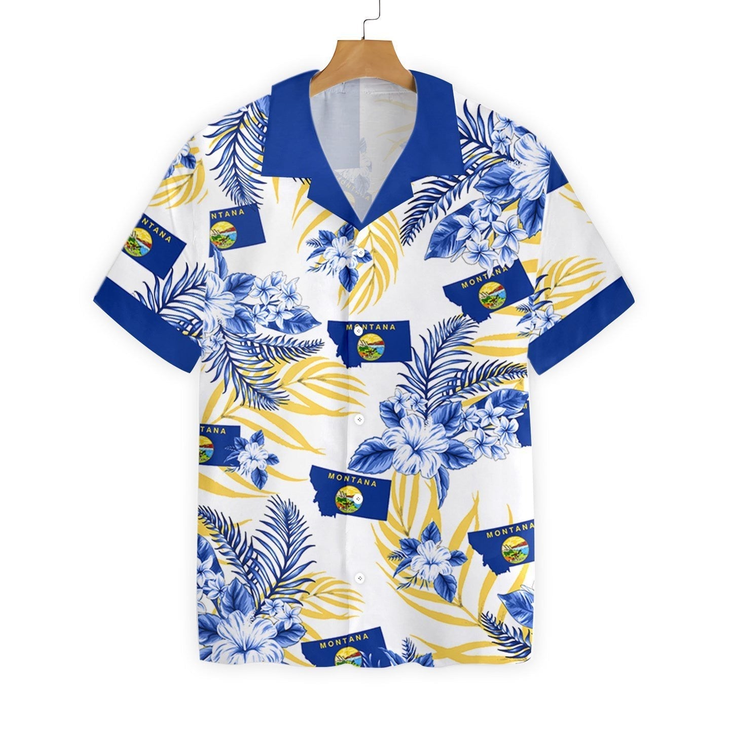 Montana Proud Navy And Yellow Design Hawaiian Shirt,Hawaiian Shirt Gift, Christmas Gift