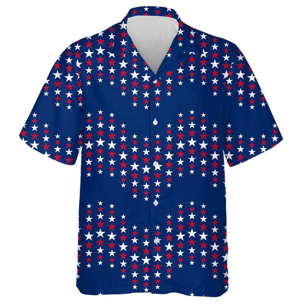 Wavy Ornament With Stars In Traditional American Colors Hawaiian Shirt, Hawaiian Shirt Gift, Christmas Gift