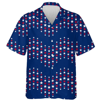 Wavy Ornament With Stars In Traditional American Colors Hawaiian Shirt, Hawaiian Shirt Gift, Christmas Gift
