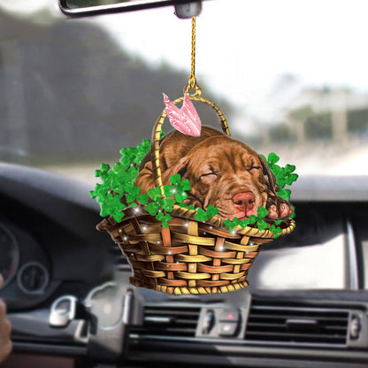 Pitbull Sleeping Lucky Fairy Two Sided Hanging Ornament, Christmas Decoration