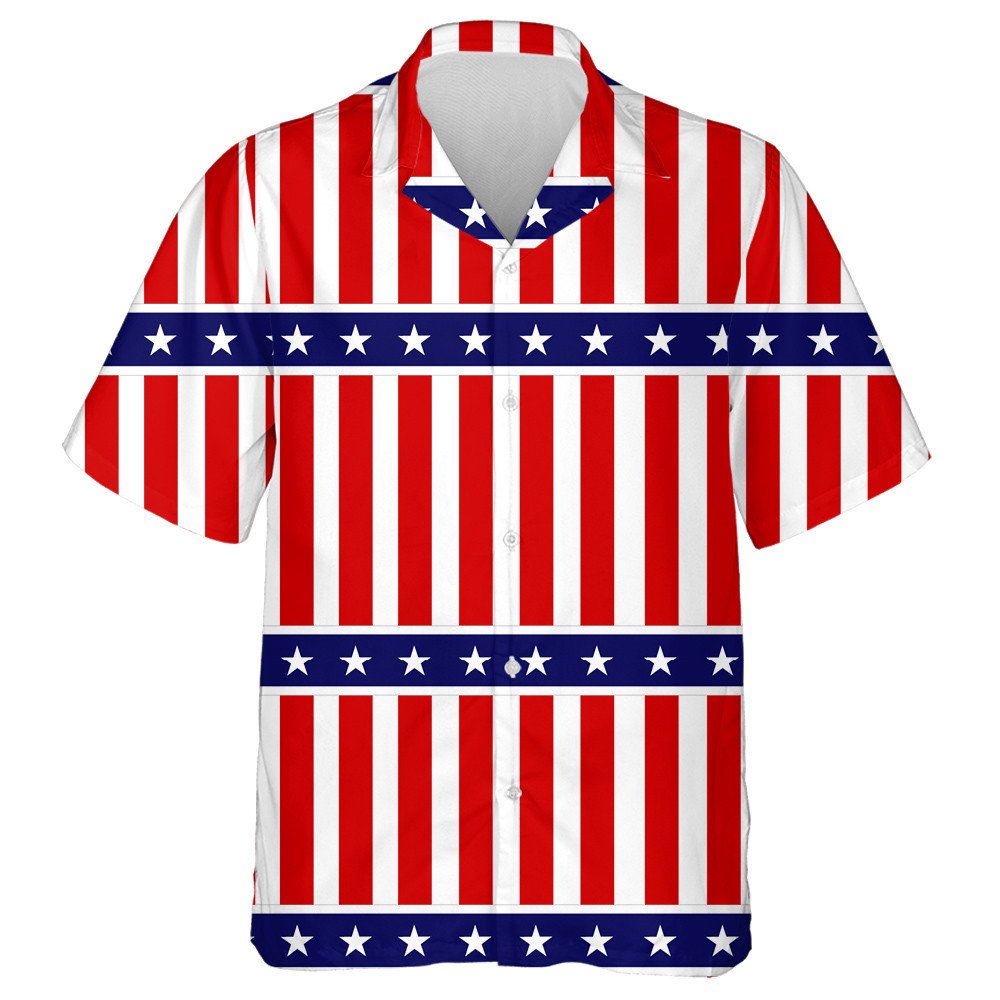Awesome American Patriotic Stars And Stripes Pattern Hawaiian Shirt, Hawaiian Shirt Gift, Christmas Gift