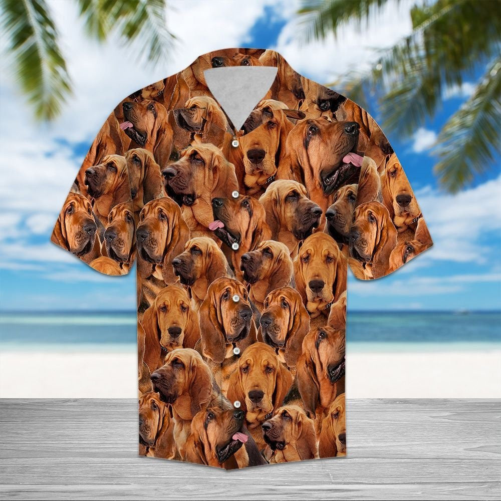 Bloodhound Awesome Dog Group Meme Face Collection Hawaiian Shirt, Hawaiian Shirt Gift, Christmas Gift